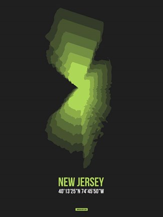 Framed New Jersey Radiant Map 6 Print