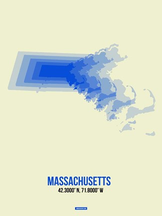Framed Massachusetts Radiant Map 1 Print