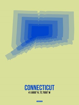 Framed Connecticut Radiant Map 1 Print