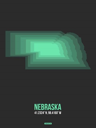 Framed Nebraska Radiant Map 4 Print