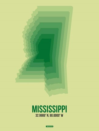 Framed Mississippi Radiant Map 3 Print