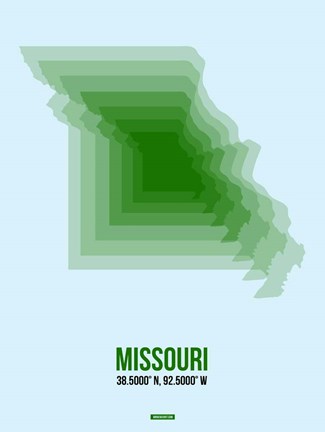 Framed Missouri Radiant Map 2 Print