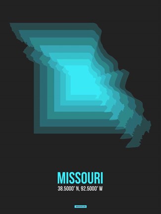 Framed Missouri Radiant Map 5 Print