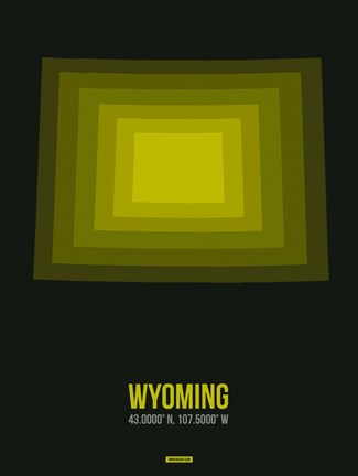 Framed Wyoming Radiant Map 6 Print