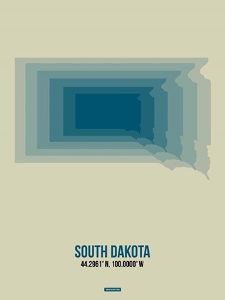 Framed South Dakota Radiant Map 2 Print