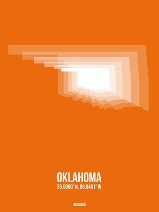 Framed Oklahoma Radiant Map 3 Print