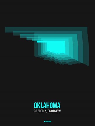Framed Oklahoma Radiant Map 6 Print