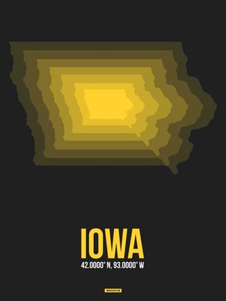 Framed Iowa Radiant Map 4 Print