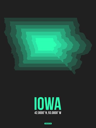Framed Iowa Radiant Map 5 Print