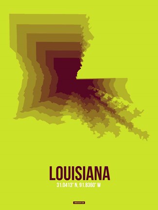 Framed Louisiana Radiant Map 3 Print