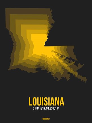 Framed Louisiana Radiant Map 5 Print