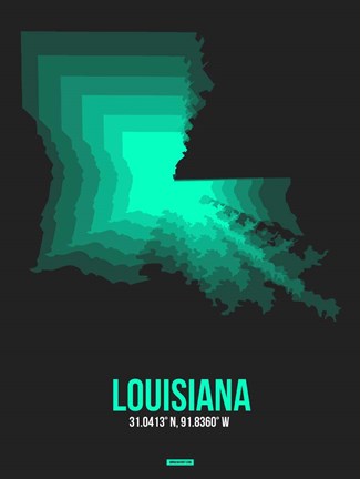 Framed Louisiana Radiant Map 6 Print
