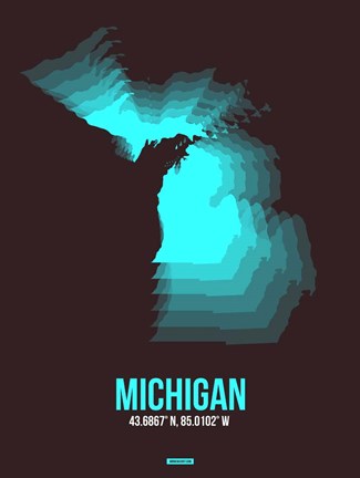 Framed Michigan Radiant Map 6 Print