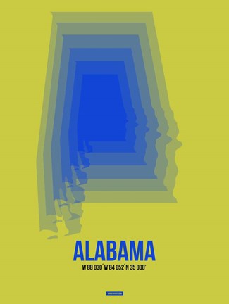 Framed Alabama Radiant Map 3 Print