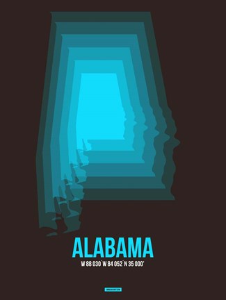 Framed Alabama Radiant Map 6 Print