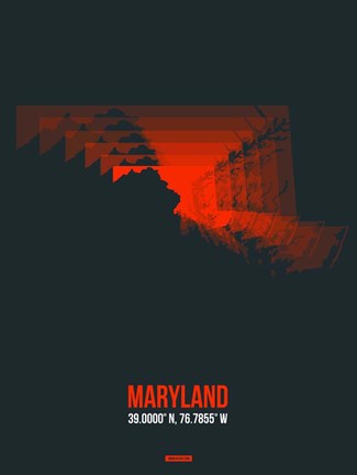 Framed Maryland Radiant Map 5 Print