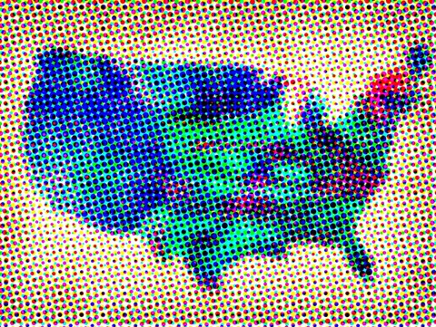 Framed Dotted Map of the USA Print