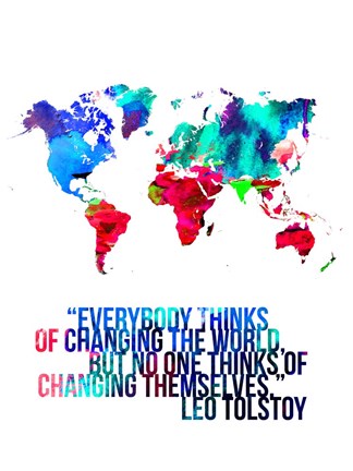 Framed World Map Quote Leo Tolstoy Print