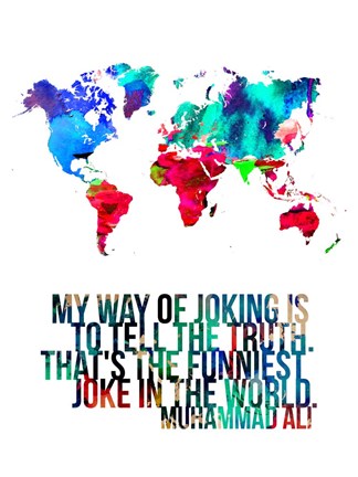 Framed World Map Quote Muhammad Ali Print