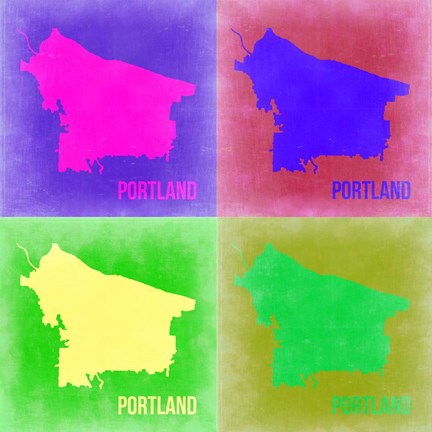 Framed Portland Pop Art Map 2 Print