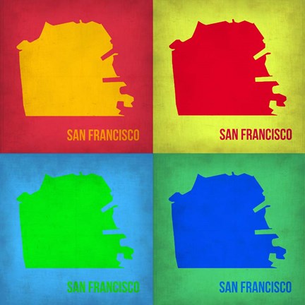 Framed San Francisco Pop Art Map 1 Print