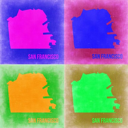 Framed San Francisco Pop Art Map 2 Print