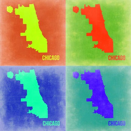 Framed Chicago Pop Art Map 2 Print