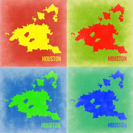 Framed Houston Pop Art Map 2 Print
