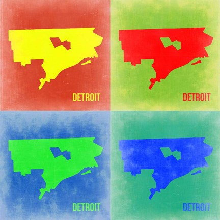 Framed Detroit Pop Art Map 2 Print