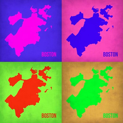 Framed Boston Pop Art Map 1 Print
