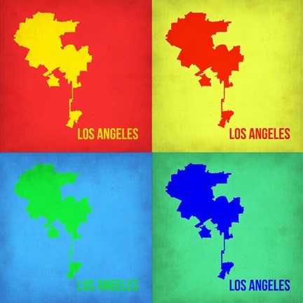 Framed Los Angeles Pop Art Map 1 Print