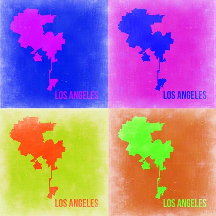 Framed Los Angeles Pop Art Map 2 Print