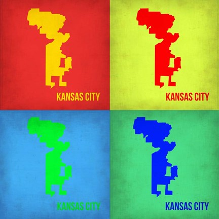 Framed KansasCity Pop Art Map 1 Print