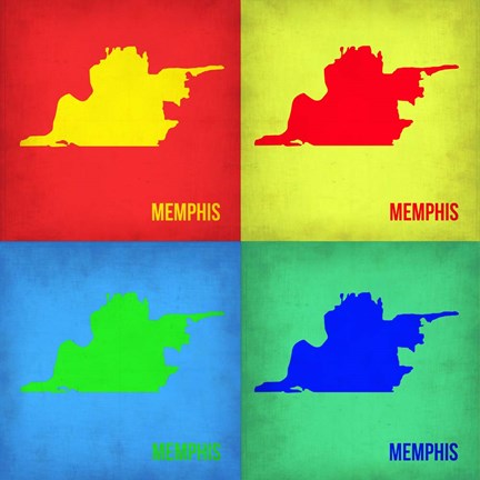 Framed Memphis Pop Art Map 1 Print