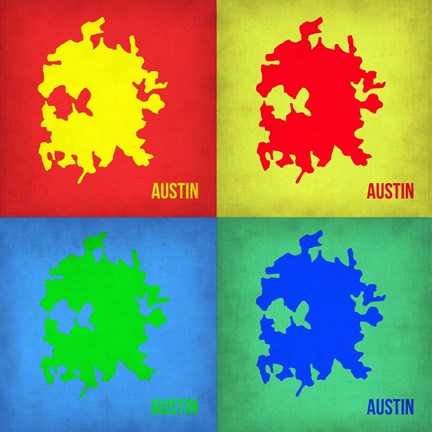 Framed Austin Pop Art Map 1 Print