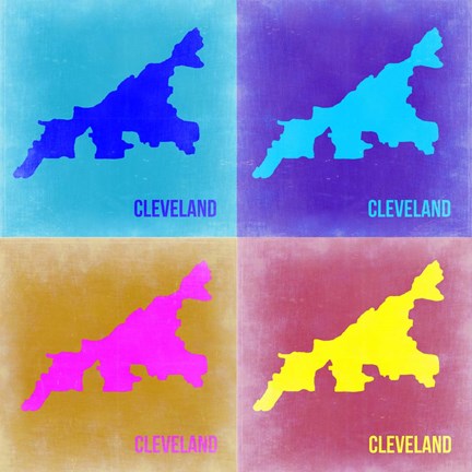 Framed Cleveland Pop Art Map 2 Print