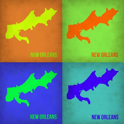 Framed New Orleans Pop Art Map 1 Print