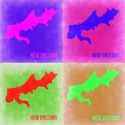 Framed New Orleans Pop Art Map 2 Print