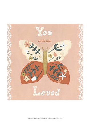 Framed Folk Butterfly I Print