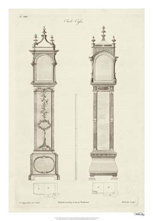 Framed Chippendale Clock Cases I Print