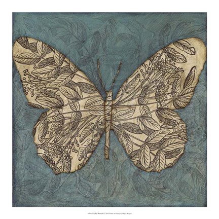 Framed Collage Butterfly I Print