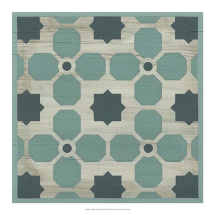 Framed Verdigris Garden Tile I Print