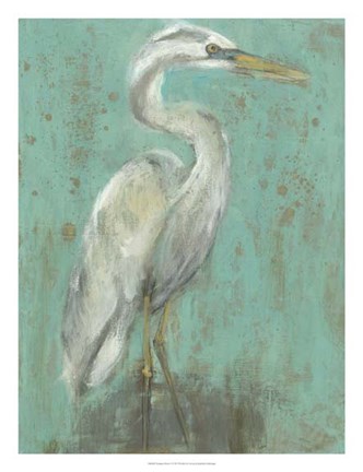 Framed Seaspray Heron I Print