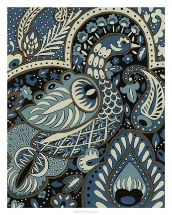 Framed Indigo Peacock I Print