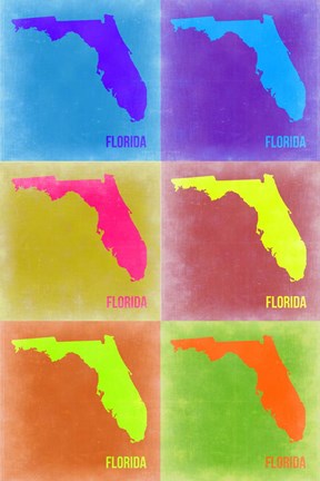 Framed Florida Pop Art Map 2 Print