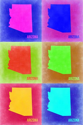 Framed Arizona Pop Art Map 2 Print