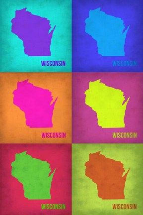 Framed Wisconsin Pop Art Map 2 Print
