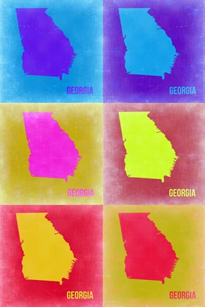 Framed Georgia Pop Art Map 2 Print