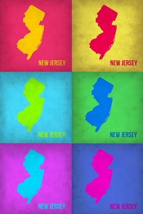 Framed New Jersey Pop Art Map 1 Print