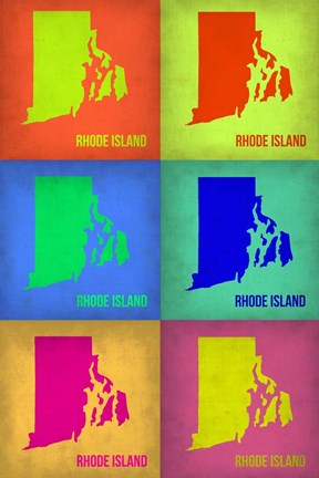 Framed Rhode Island Pop Art Map 1 Print